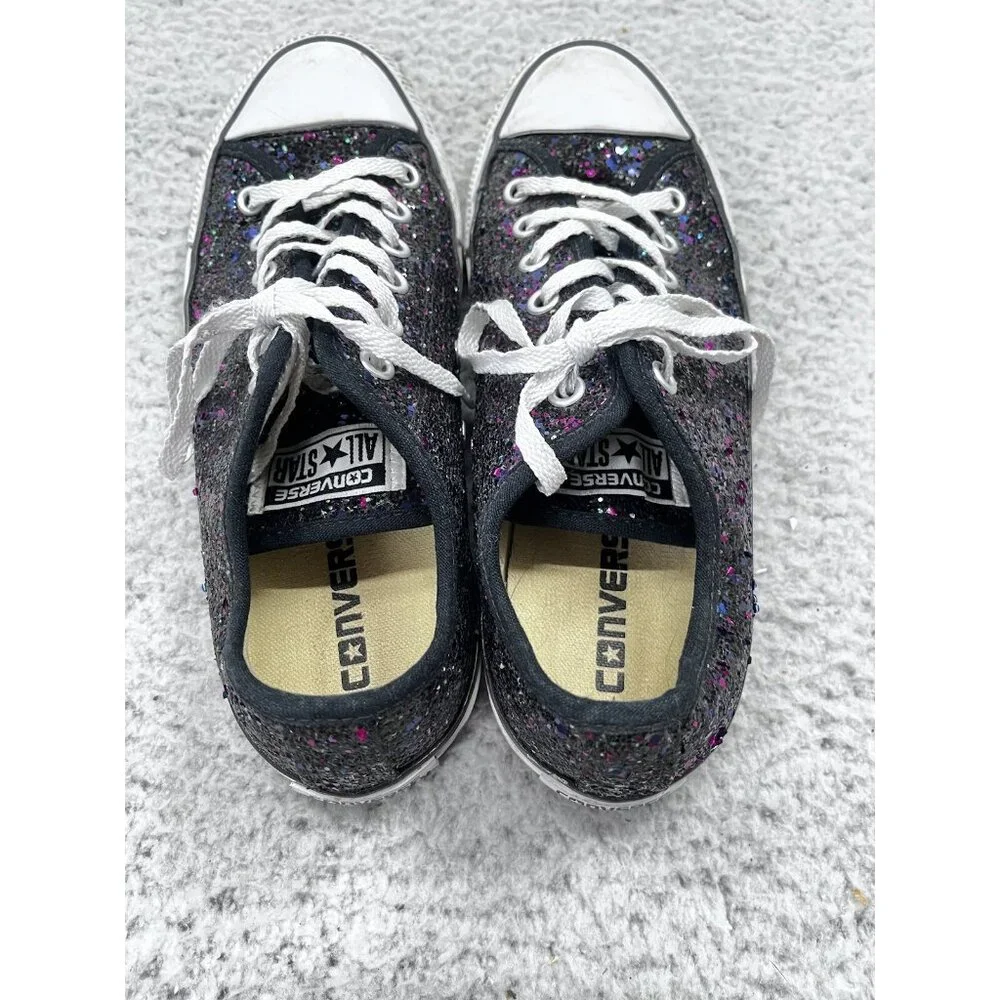 Women’s Converse All Star Black Multicolor Glitter Low Top Sneaker Shoes Size 7 - Picture 3 of 7
